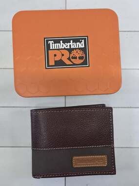 Timberland Pro Black RFID Blocking Trifold Wallet for Men with Logo Accent
